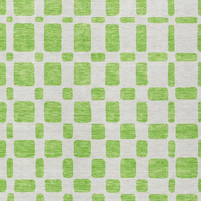 Lime Green And Ivory Geometric Washable Indoor Outdoor Area Rug Photo 6