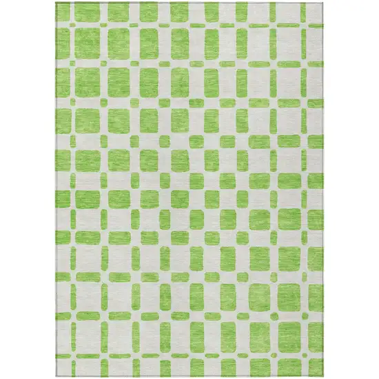 Lime Green And Ivory Geometric Washable Indoor Outdoor Area Rug Photo 2