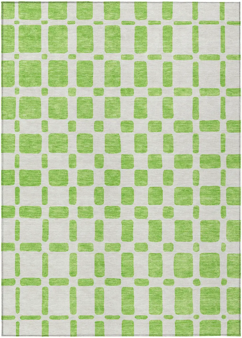 Lime Green And Ivory Geometric Washable Indoor Outdoor Area Rug Photo 2