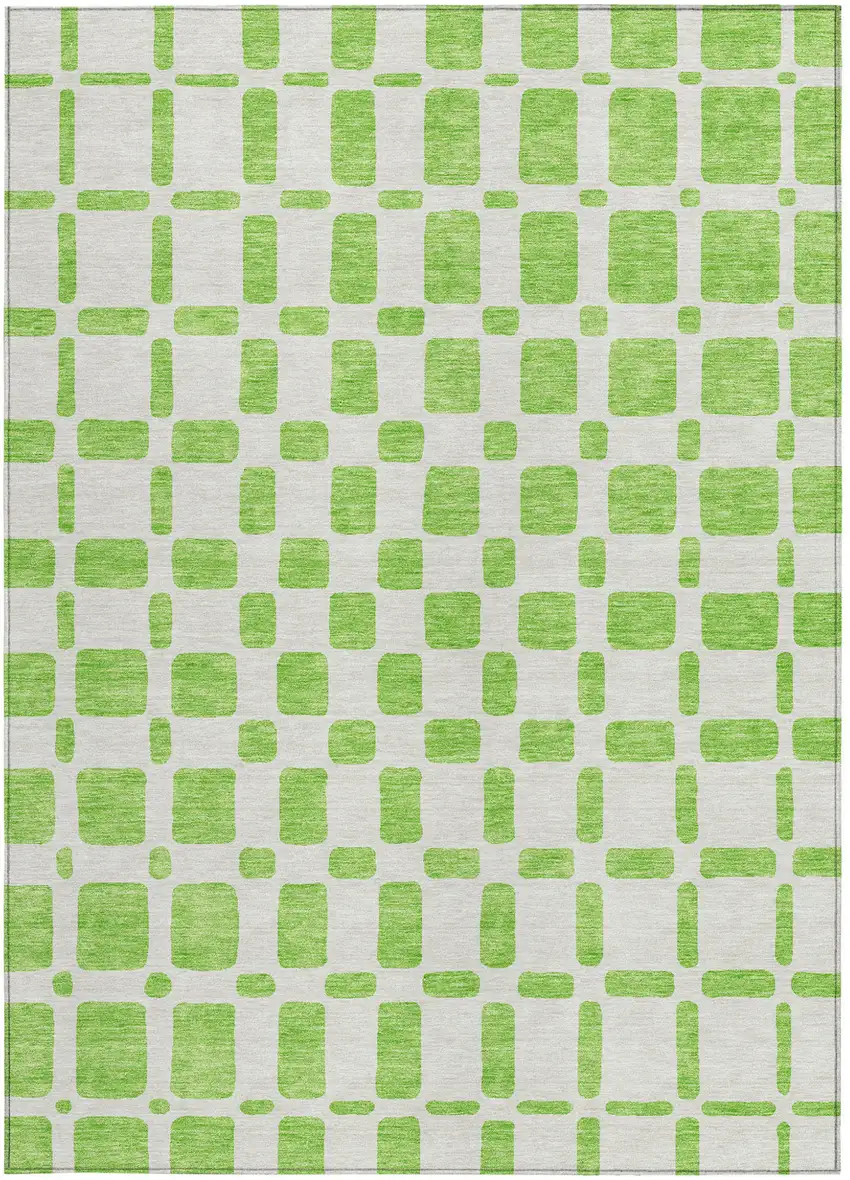 Lime Green And Ivory Geometric Washable Indoor Outdoor Area Rug Photo 7
