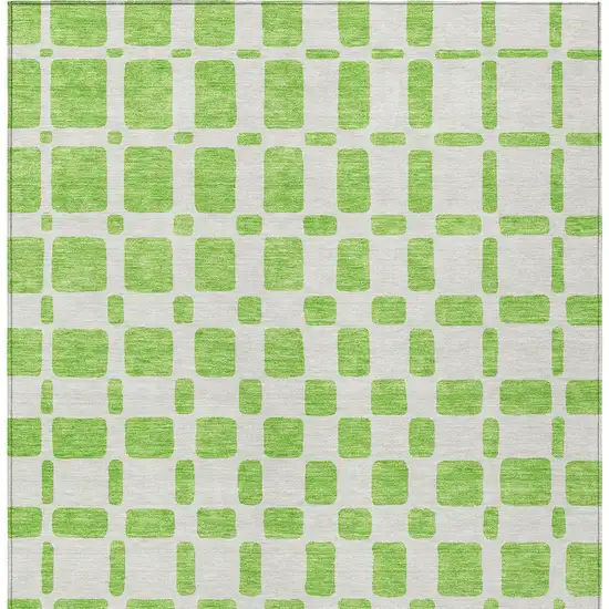 Lime Green And Ivory Geometric Washable Indoor Outdoor Area Rug Photo 6