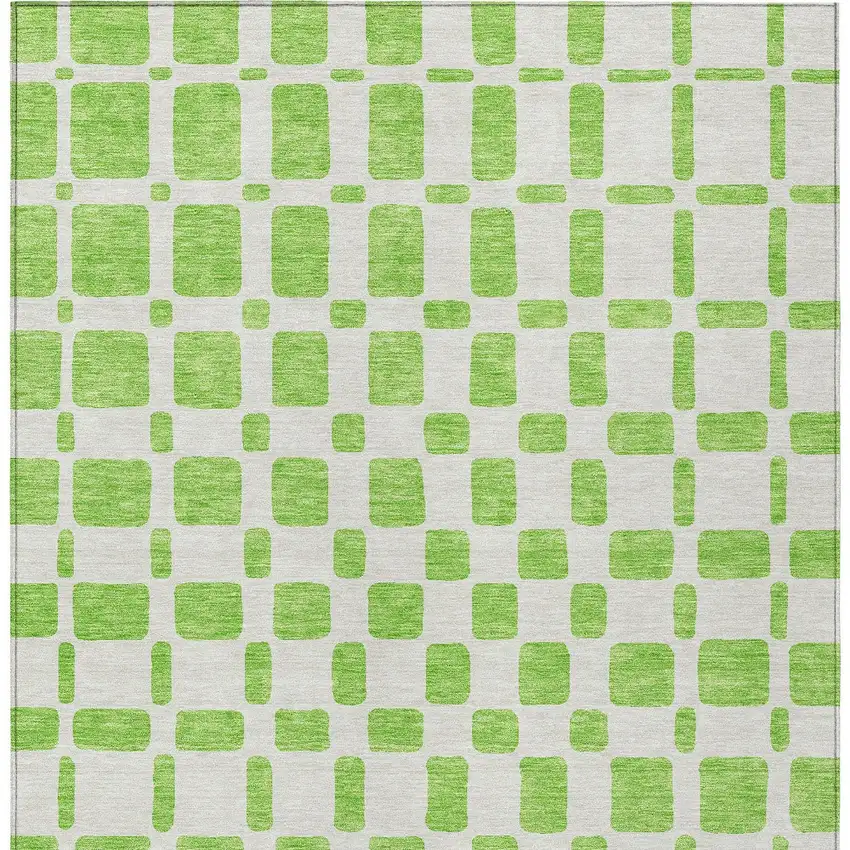 Lime Green And Ivory Geometric Washable Indoor Outdoor Area Rug Photo 6