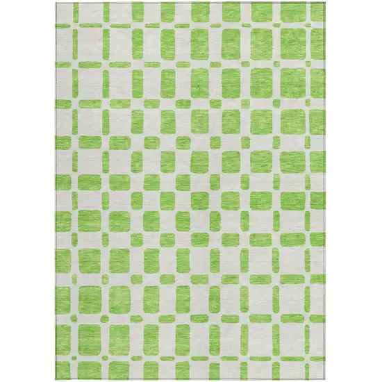 Lime Green And Ivory Geometric Washable Indoor Outdoor Area Rug Photo 7