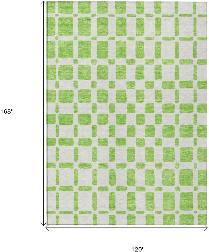 Lime Green And Ivory Geometric Washable Indoor Outdoor Area Rug Photo 3
