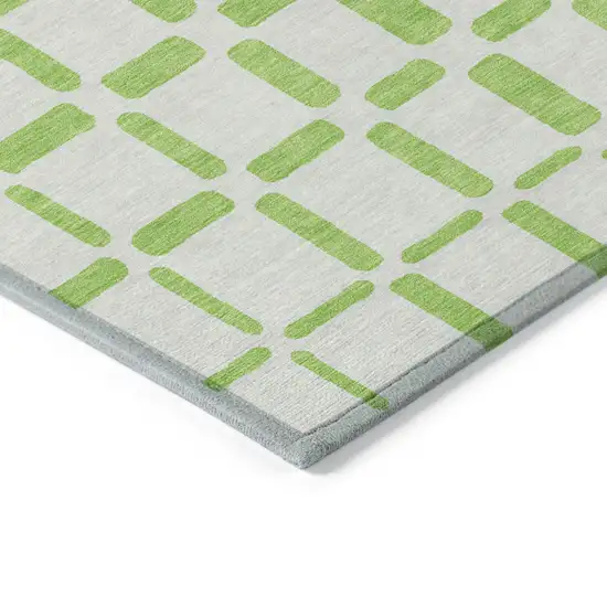 Lime Green And Ivory Geometric Washable Indoor Outdoor Area Rug Photo 5