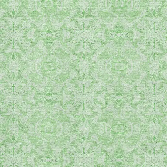 Lime Green And Ivory Medallion Washable Area Rug With UV Protection Photo 3