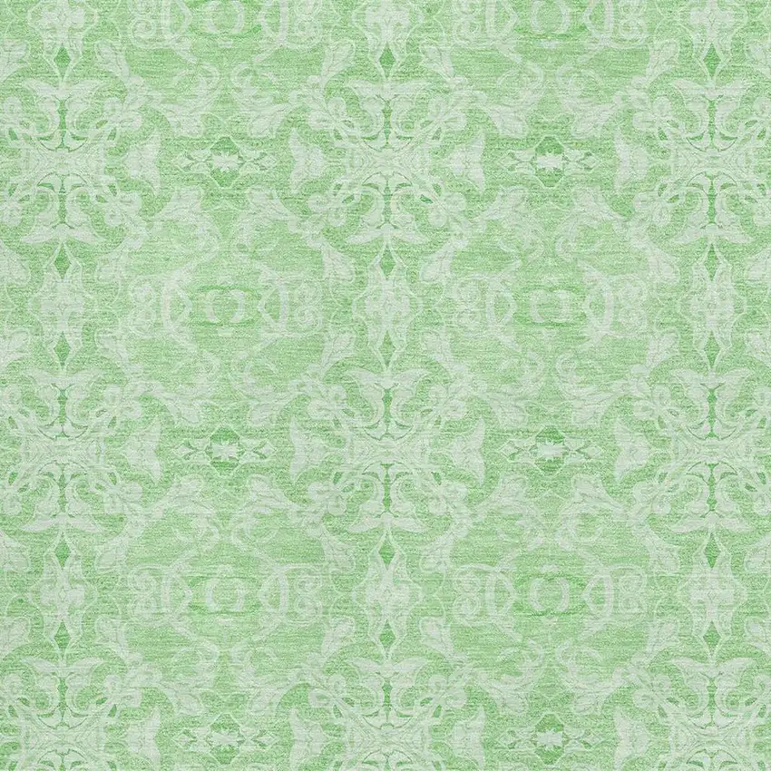 Lime Green And Ivory Medallion Washable Area Rug With UV Protection Photo 3