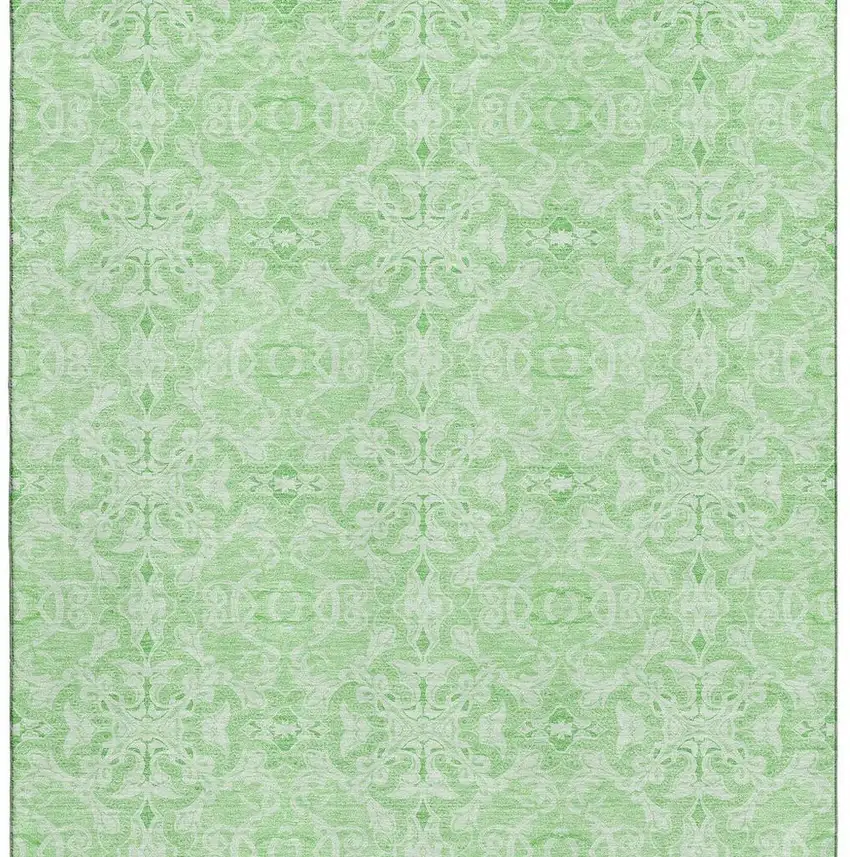 Lime Green And Ivory Medallion Washable Area Rug With UV Protection Photo 4