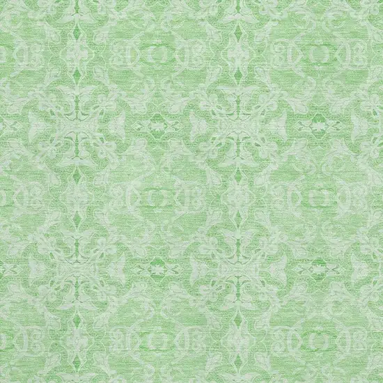 Lime Green And Ivory Medallion Washable Area Rug With UV Protection Photo 3