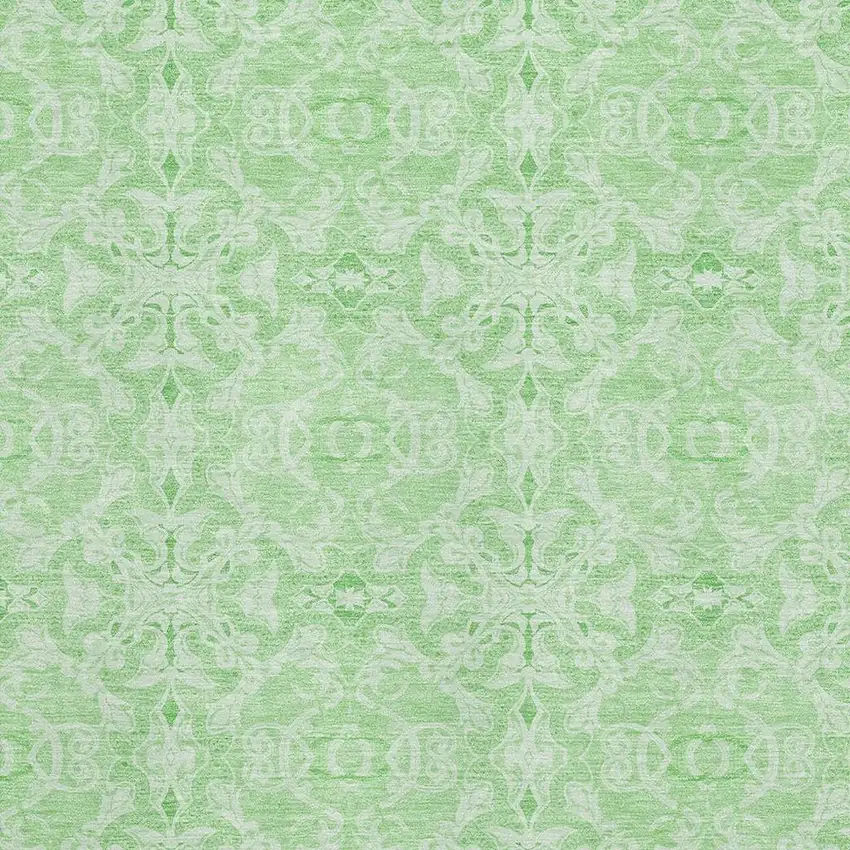 Lime Green And Ivory Medallion Washable Area Rug With UV Protection Photo 3