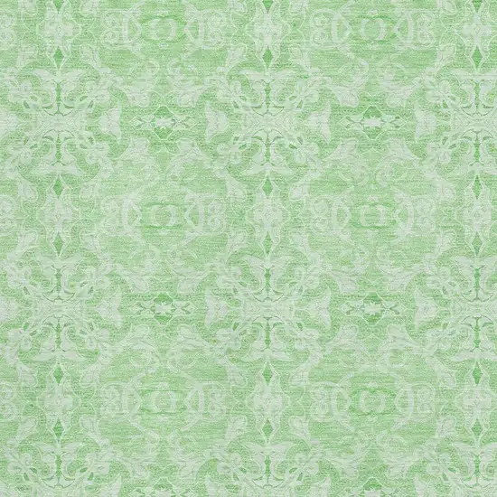 Lime Green And Ivory Medallion Washable Area Rug With UV Protection Photo 3