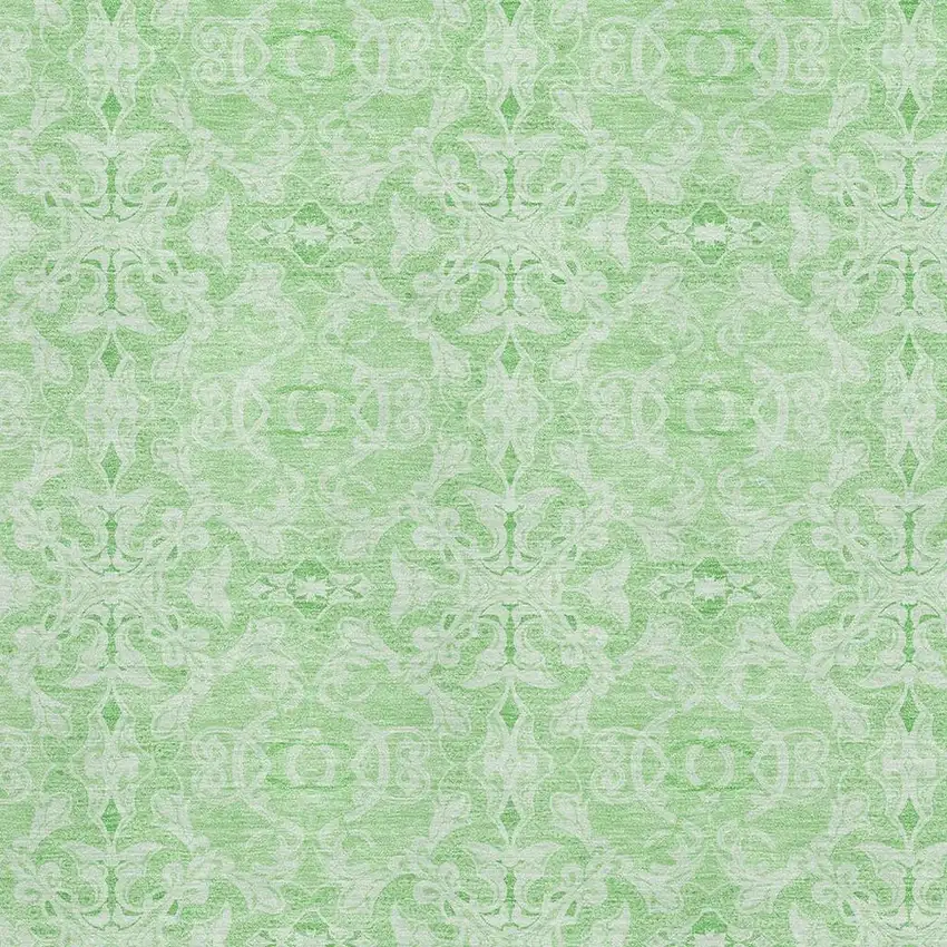 Lime Green And Ivory Medallion Washable Area Rug With UV Protection Photo 3