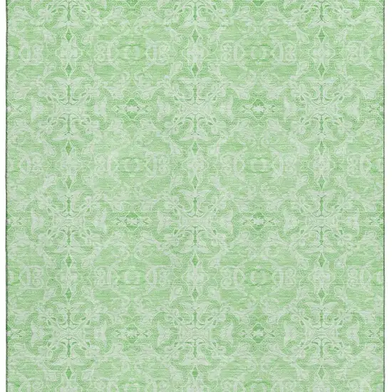 Lime Green And Ivory Medallion Washable Area Rug With UV Protection Photo 4