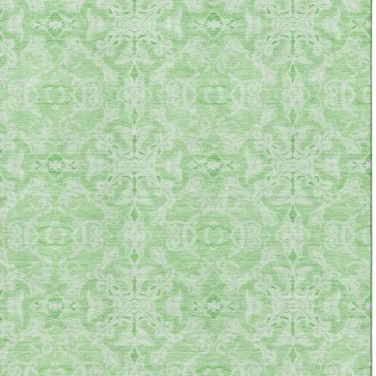 Lime Green And Ivory Medallion Washable Area Rug With UV Protection Photo 3