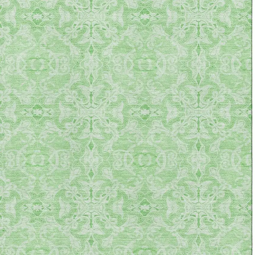 Lime Green And Ivory Medallion Washable Area Rug With UV Protection Photo 3