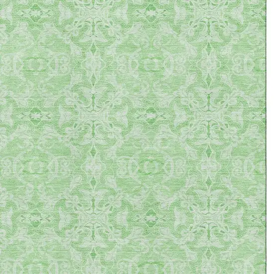 Lime Green And Ivory Medallion Washable Area Rug With UV Protection Photo 3