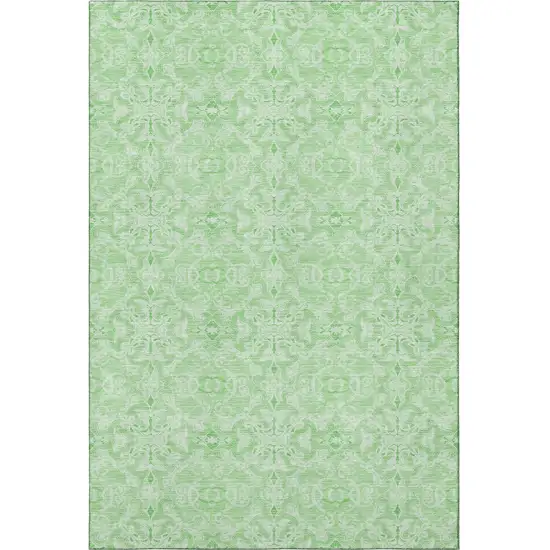 Lime Green And Ivory Medallion Washable Area Rug With UV Protection Photo 4