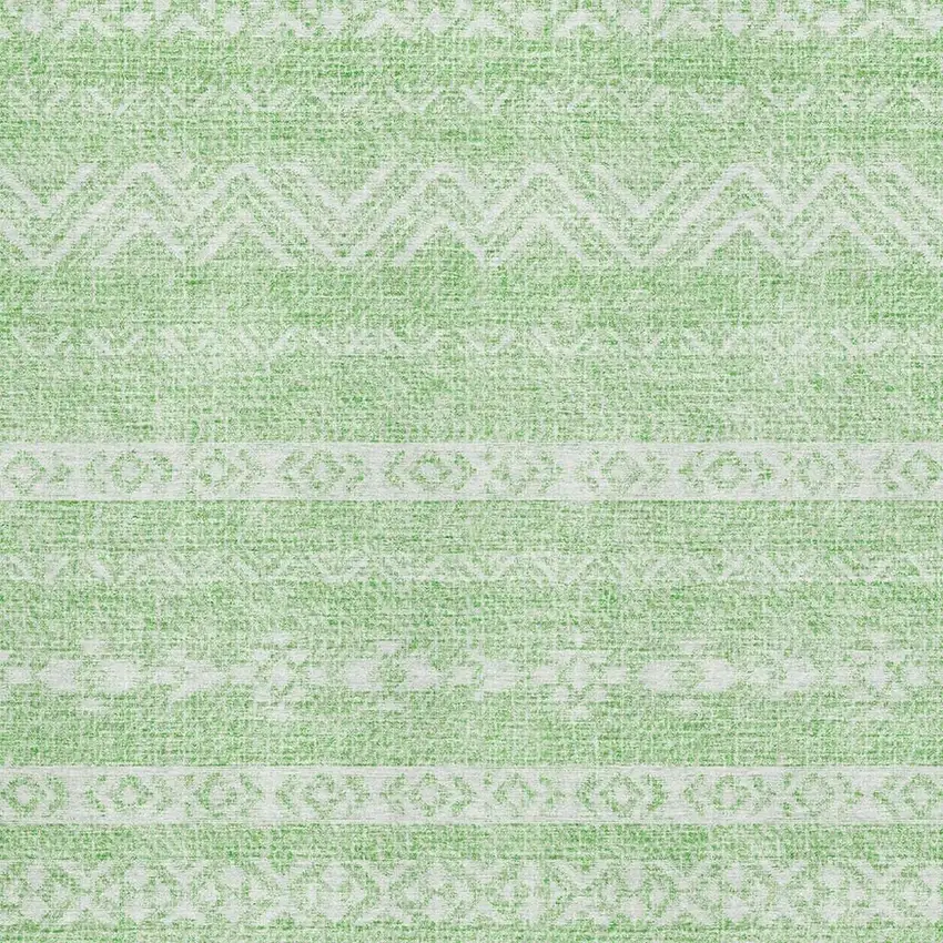 Lime Green And Ivory Southwestern Washable Area Rug With UV Protection Photo 3
