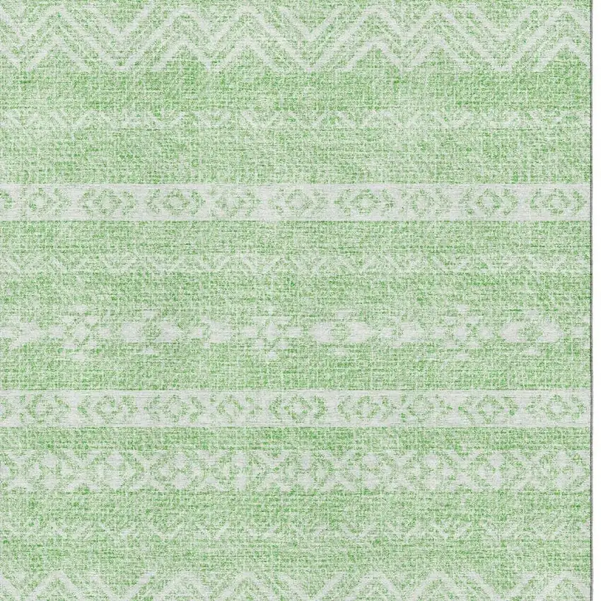 Lime Green And Ivory Southwestern Washable Area Rug With UV Protection Photo 3