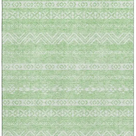 Lime Green And Ivory Southwestern Washable Area Rug With UV Protection Photo 4