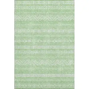 Photo of Lime Green And Ivory Southwestern Washable Area Rug With UV Protection