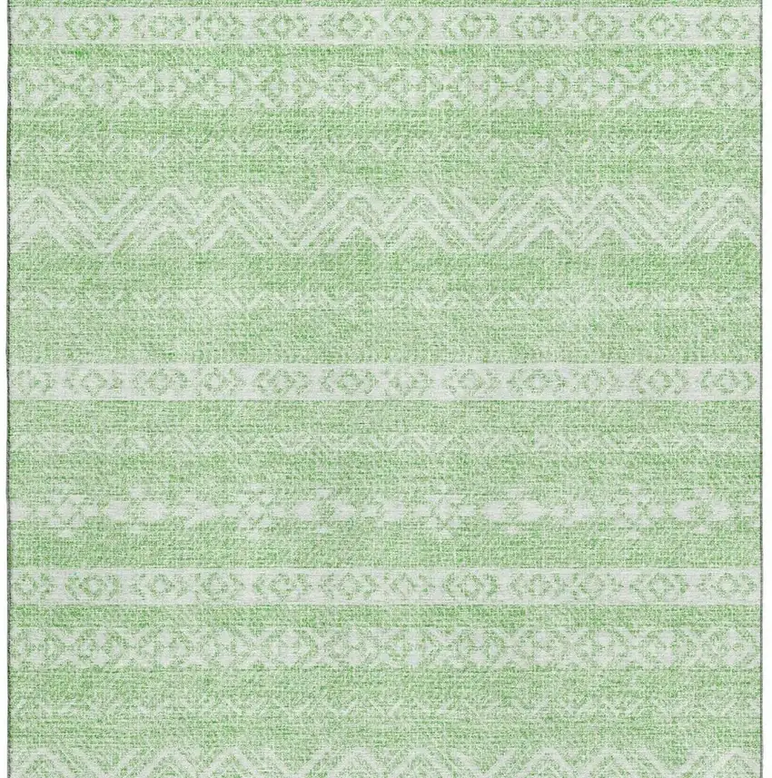 Lime Green And Ivory Southwestern Washable Area Rug With UV Protection Photo 3