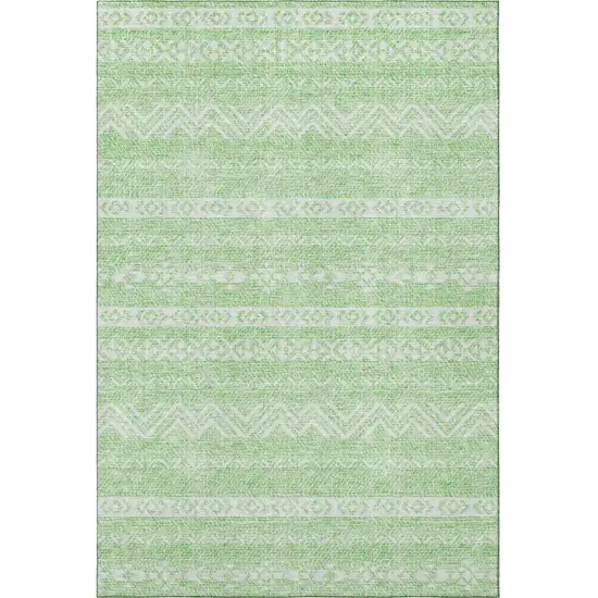 Lime Green And Ivory Southwestern Washable Area Rug With UV Protection Photo 4
