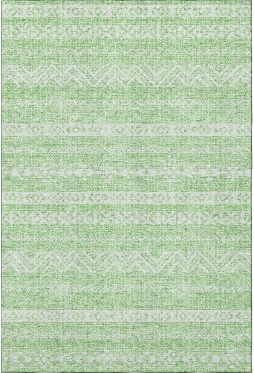 Lime Green And Ivory Southwestern Washable Area Rug With UV Protection Photo 4