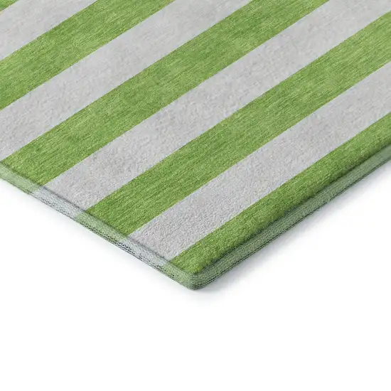 Lime Green And Ivory Striped Washable Area Rug With UV Protection Photo 8