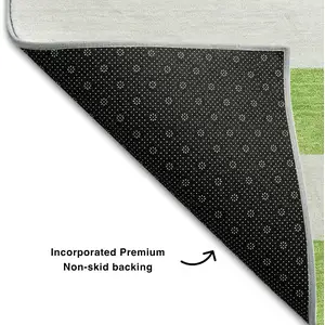 Photo of Lime Green And Ivory Striped Washable Area Rug With UV Protection