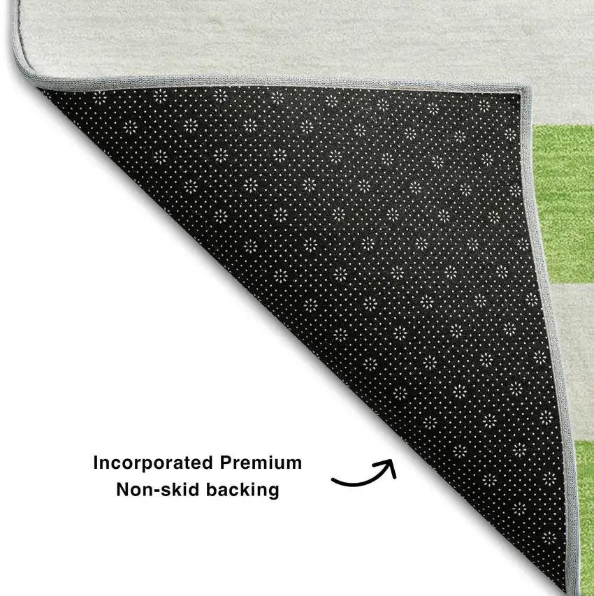 Lime Green And Ivory Striped Washable Area Rug With UV Protection Photo 7