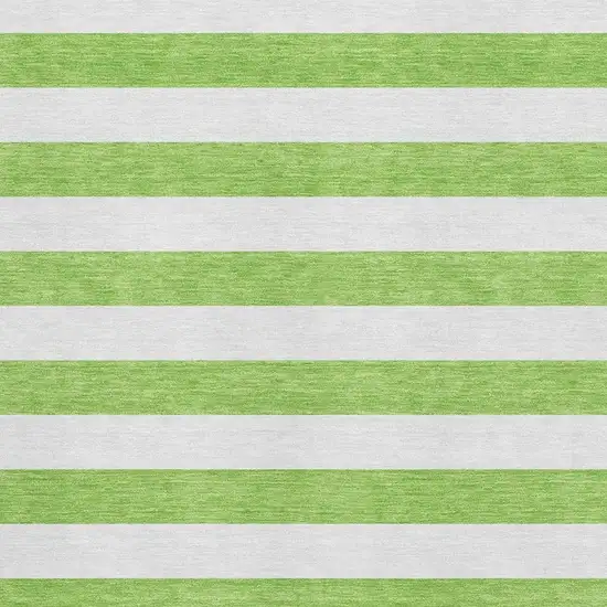 Lime Green And Ivory Striped Washable Area Rug With UV Protection Photo 3