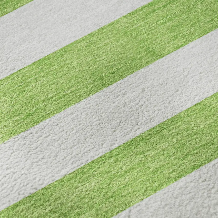 Lime Green And Ivory Striped Washable Area Rug With UV Protection Photo 9