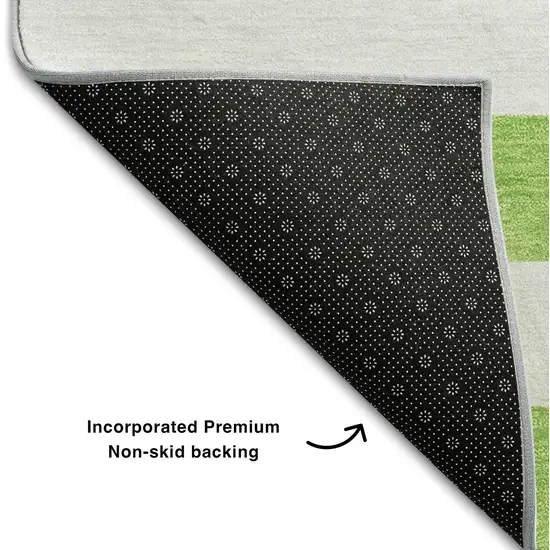 Lime Green And Ivory Striped Washable Area Rug With UV Protection Photo 8