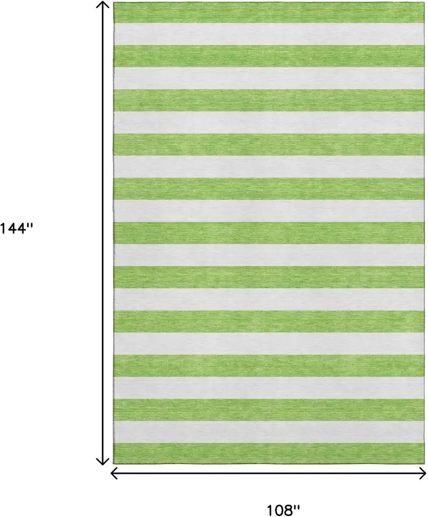 Lime Green And Ivory Striped Washable Area Rug With UV Protection Photo 7