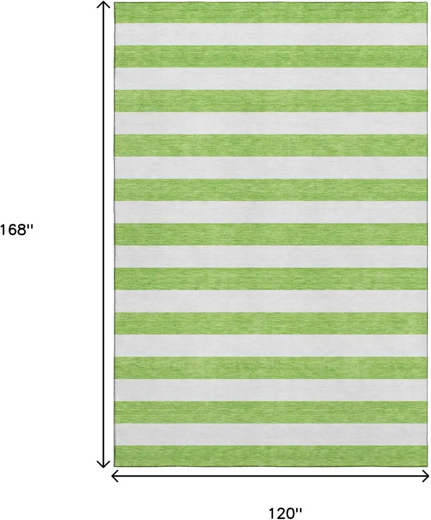 Lime Green And Ivory Striped Washable Area Rug With UV Protection Photo 8