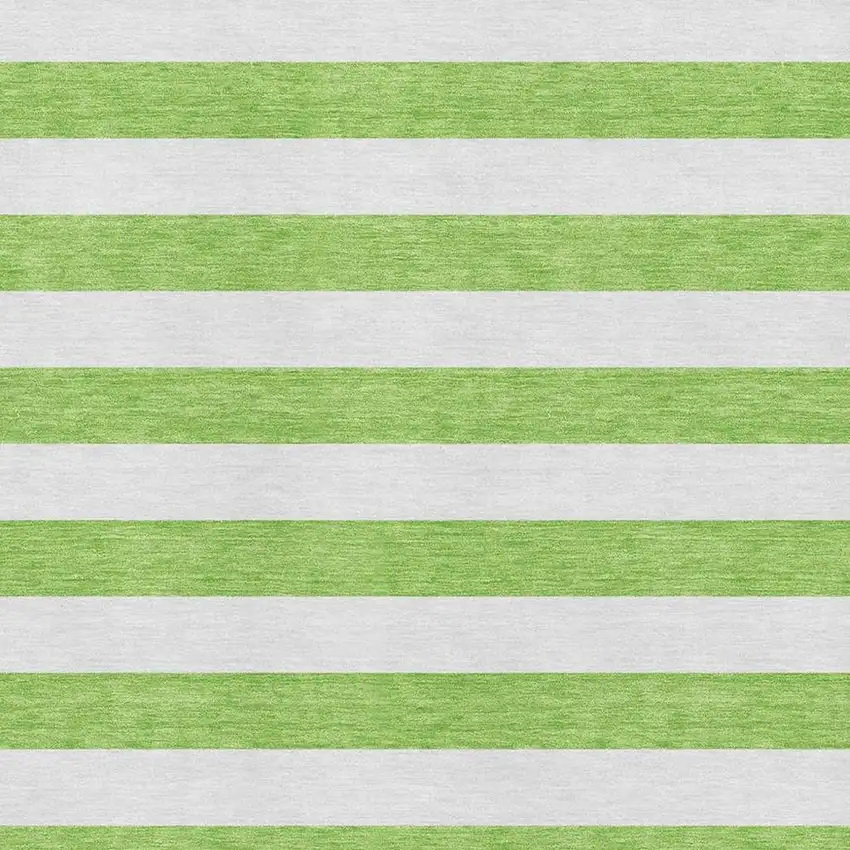 Lime Green And Ivory Striped Washable Area Rug With UV Protection Photo 4