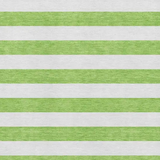 Lime Green And Ivory Striped Washable Area Rug With UV Protection Photo 4