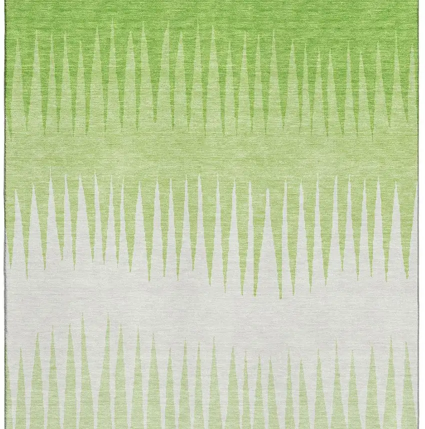 Lime Green And Ivory Striped Washable Area Rug With UV Protection Photo 4