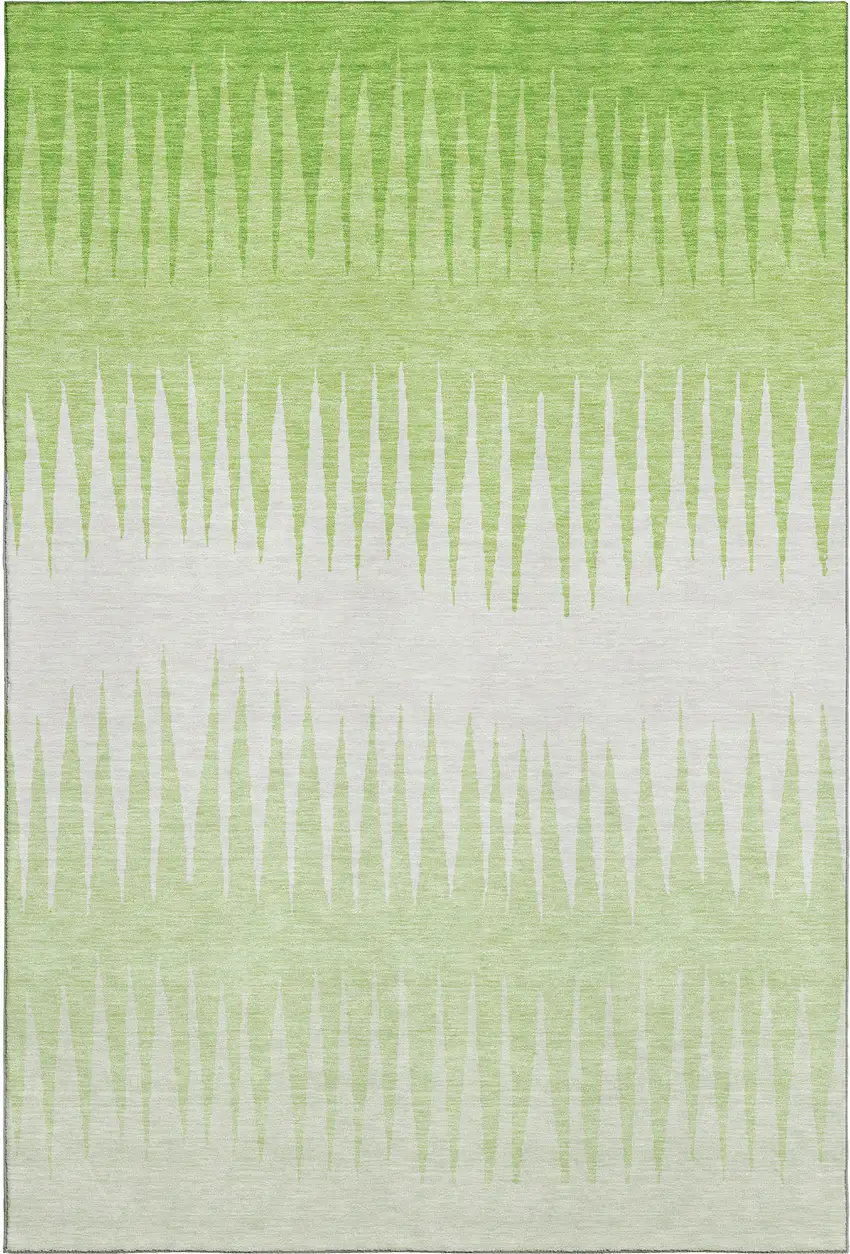 Lime Green And Ivory Striped Washable Area Rug With UV Protection Photo 1