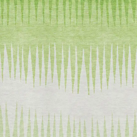 Lime Green And Ivory Striped Washable Area Rug With UV Protection Photo 3