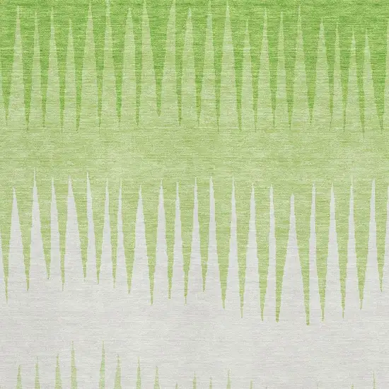 Lime Green And Ivory Striped Washable Area Rug With UV Protection Photo 3