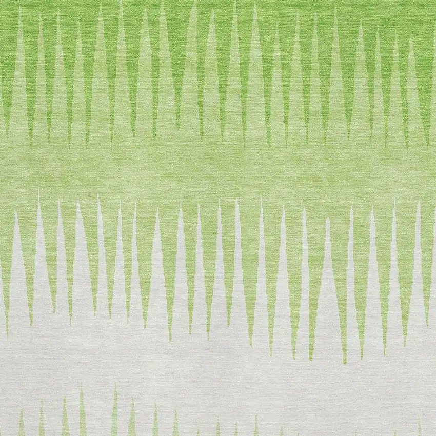 Lime Green And Ivory Striped Washable Area Rug With UV Protection Photo 3
