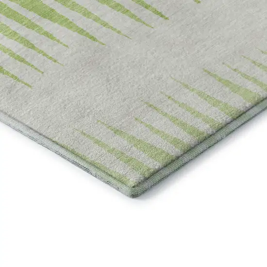 Lime Green And Ivory Striped Washable Area Rug With UV Protection Photo 8