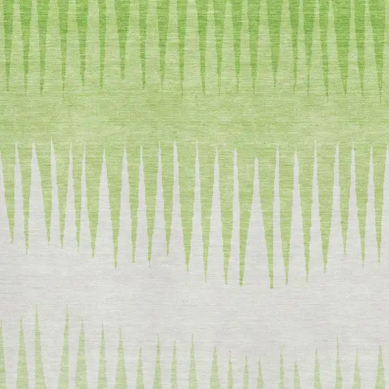 Lime Green And Ivory Striped Washable Area Rug With UV Protection Photo 3