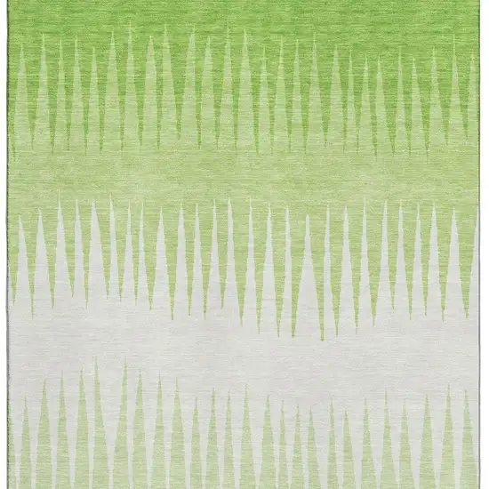 Lime Green And Ivory Striped Washable Area Rug With UV Protection Photo 4