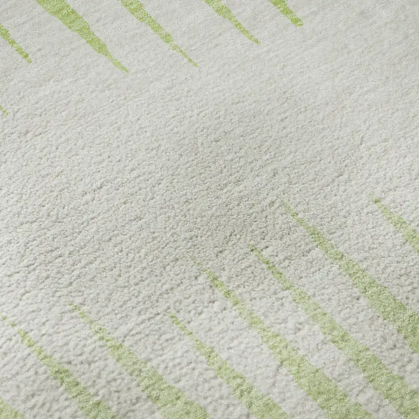 Lime Green And Ivory Striped Washable Area Rug With UV Protection Photo 9