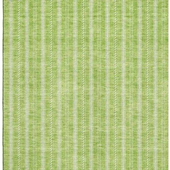 Lime Green And Ivory Striped Washable Area Rug With UV Protection Photo 2