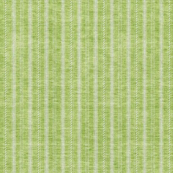 Lime Green And Ivory Striped Washable Area Rug With UV Protection Photo 2