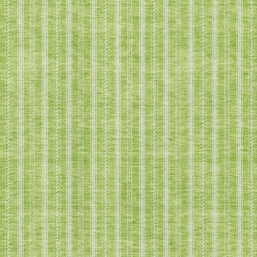 Lime Green And Ivory Striped Washable Area Rug With UV Protection Photo 2